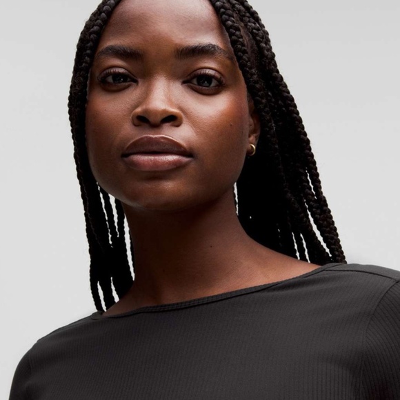 Lululemon Ribbed Nulu Scoop-Back Long-Sleeve Dress (Size 6) in Black - Picture 3 of 7